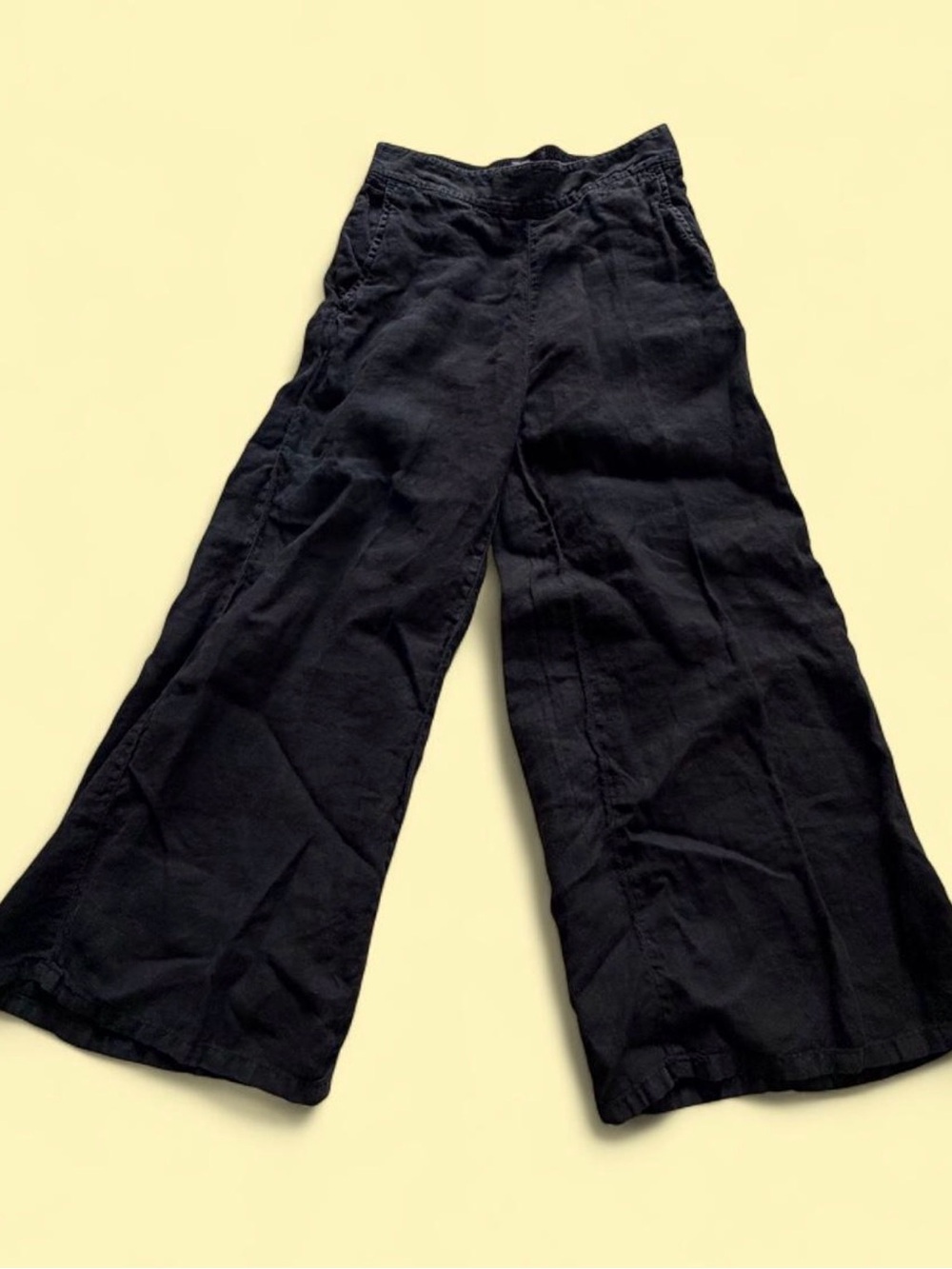 Tahari Black Wide-Leg Linen Pants